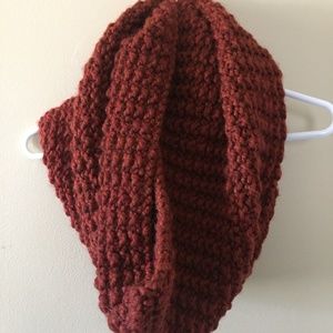 Rust Hand Knit Cowl Scarf